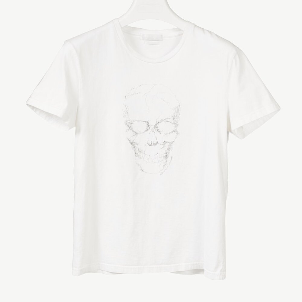 Alexander McQueen White Cotton Jersey Skull-Print T-Shirt